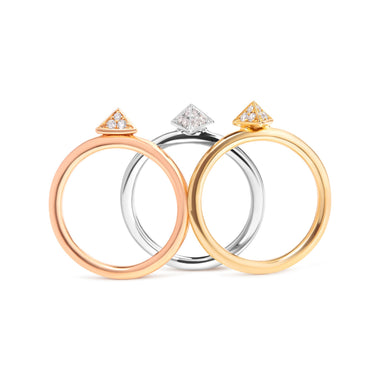 14K Tri Color Gold 1/3 Cttw Diamond Pyramid Stackable Band Ring Set (G-H Color, SI1-SI2 Clarity) - Size 7 - 0