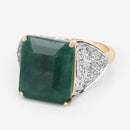 8.70 Carat Dyed Emerald and White Topaz .925 Sterling Silver Ring-4