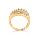 14K Yellow Gold 1.00 Cttw Diamond Cocktall Cluster 5 Stone Ring (H-I Color, SI1-I1 Clarity) - Ring Size 7-5