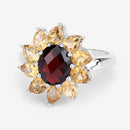 5.50 Carat Genuine Garnet and Citrine .925 Sterling Silver Ring-4