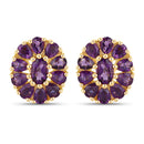 18K Yellow Gold Plated 3.84 Carat Genuine Amethyst .925 Sterling Silver Earrings-1