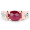 14K Rose Gold Plated 4.71 Carat Genuine Glass Filled Ruby and White Topaz .925 Sterling Silver Ring-3