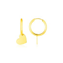 14K Yellow Gold Hoop Polished Earrings with Hearts-2