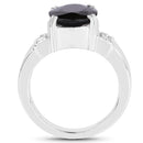 5.29 Carat Genuine Black Sapphire and White Topaz .925 Sterling Silver Ring-2