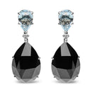 18K White Gold 1/5 Cttw Diamond with Pear Cut Sky Blue Topaz and Pear-Cut Black Onyx Gemstone Dangle Earring (G-H Color, SI1-SI2 Clarity)-1