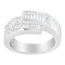 14K White Gold 2.0 Cttw Channel-Set Princess and Baguette-Cut Diamond Bypass Ring Band (G-H Color, SI1-SI2 Clarity) - Ring Size 6.5-2