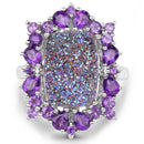 5.97 Carat Genuine Drusy Quartz and Amethyst .925 Sterling Silver Ring-4