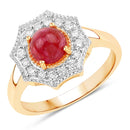 2.01 Carat Genuine Ruby and White Diamond 14K Yellow Gold Ring-1
