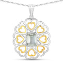 2.10 Carat Genuine Green Amethyst .925 Sterling Silver Pendant-1