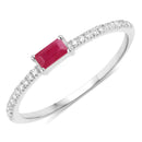 0.22 Carat Genuine Ruby and White Diamond 14K White Gold Ring-1