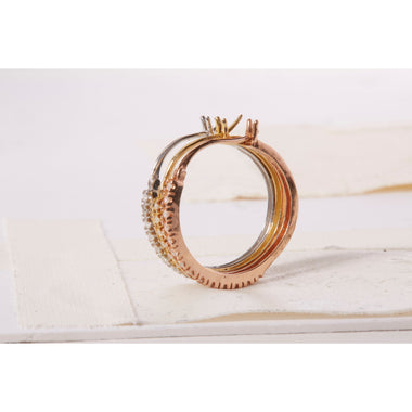 14K Tri-Toned Gold 1/3 Cttw Diamond Triple Hoop Earrings (I-J Color, I2-I3 Clarity) - 22 MM - 0