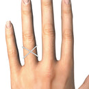 14k White Gold X Style Thin Ring with Diamonds (1/2 cttw)-4