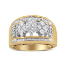 10K Yellow and White Gold 1 1/2 Cttw Pear Shaped 3 Stone Style Diamond Ring Band (H-I Color, SI1-SI2 Clarity) - Ring Size 7-1