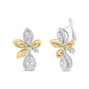 14K White and Yellow Gold 1.00 Cttw Round Pave-Set Diamond Teardrop and Marquise Shape Drop Dangle Earrings (H-I Color, SI1-SI2 Clarity)-5