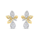 14K White and Yellow Gold 1.00 Cttw Round Pave-Set Diamond Teardrop and Marquise Shape Drop Dangle Earrings (H-I Color, SI1-SI2 Clarity)-6