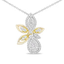 14K White and Yellow Gold 5/8 Cttw Round Diamond Marquise Floral Style 18" Pendant Necklace (H-I Color, I1-I2 Clarity)-4