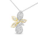 14K White and Yellow Gold 5/8 Cttw Round Diamond Marquise Floral Style 18" Pendant Necklace (H-I Color, I1-I2 Clarity)-5