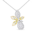 14K White and Yellow Gold 5/8 Cttw Round Diamond Marquise Floral Style 18" Pendant Necklace (H-I Color, I1-I2 Clarity)-6