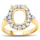 0.54 Carat Genuine White Diamond 14K Yellow Gold Semi Mount Ring - holds 9x7mm Cushion Gemstone-2