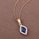0.92 Carat Genuine Blue Sapphire and White Diamond 14K Yellow Gold Pendant-3