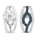 0.42 Carat Genuine Blue Diamond & White Diamond .925 Sterling Silver Earrings-4