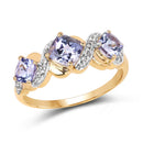 14K Yellow Gold Plated 1.20 Carat Genuine Tanzanite and White Topaz .925 Sterling Silver Ring-1