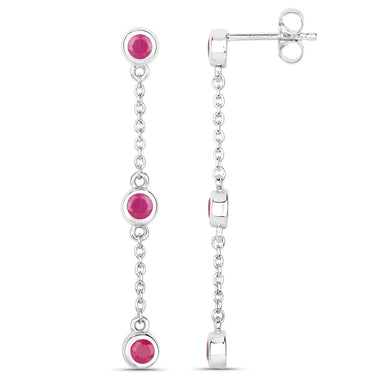 0.78 Carat Genuine Ruby .925 Sterling Silver Earrings - 0