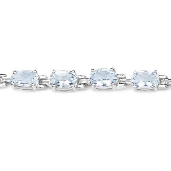 8.80 Carat Genuine Aquamarine .925 Sterling Silver Bracelet