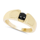 14K Yellow Gold Plated 0.25 Carat Genuine Black Diamond .925 Sterling Silver Ring-2