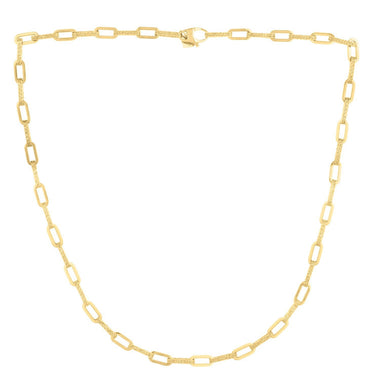 14k Yellow Gold Diamante Paperclip Chain Necklace (4.00 mm) - 0