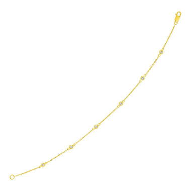 14k Yellow Gold 7 inch Bracelet with Diamond Stations - 0