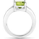 2.27 Carat Genuine Peridot and White Zircon .925 Sterling Silver Ring-2