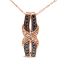 10K Rose Gold 1/4 Cttw White and Chocolate Brown Diamond Infinity Twist Pendant Necklace (I-J Color, I1-I2 Clarity)-4