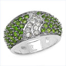 2.44 Carat Genuine Chrome Diopside & White Topaz .925 Sterling Silver Ring-1