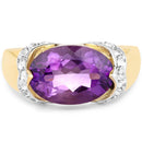 14K Yellow Gold Plated 4.98 Carat Genuine Amethyst and White Topaz .925 Sterling Silver Ring-3