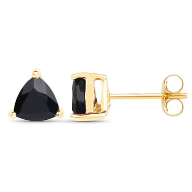 0.70 Carat Genuine Black Sapphire 14K Yellow Gold Earrings - 0