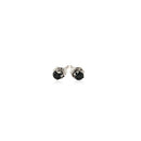 14k White Gold Black 3mm Faceted Cubic Zirconia Stud Earrings-2