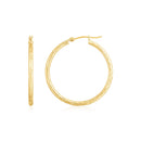 14K Yellow Gold Diamond Cut Hoop Earrings-2