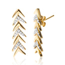 18K Yellow Gold Plated .925 Sterling Silver 1/5 Cttw Diamond Chevron Arrow Stud Earring (I-J Color, I2-I3 Clarity)-2