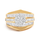 14K Yellow Gold 2-1/3 Cttw Diamond Cluster Channel Set Chevron Shaped Engagement Ring (H-I Color, SI1-SI2 Clarity) - Ring Size 7-1