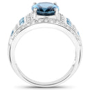 3.24 Carat Genuine London Blue Topaz and White Topaz .925 Sterling Silver Ring-2