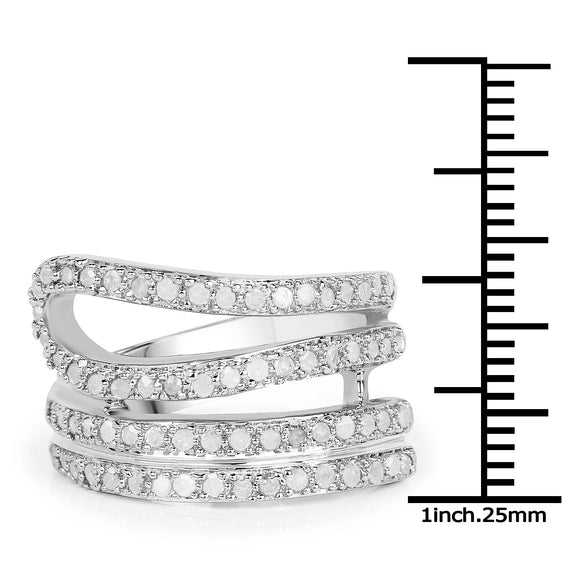 0.83 Carat Genuine White Diamond .925 Sterling Silver Ring