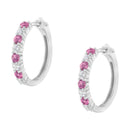 10K White Gold, Â½ Cttw Diamond, & Â½ Cttw Lab-Grown Blue Sapphire Leverback Hoop Earrings (H-I Color, I1-I2 Clarity)-4