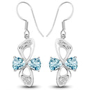 5.06 Carat Genuine Blue Topaz and White Topaz .925 Sterling Silver Earrings-1