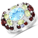 5.43 Carat Genuine Multi Stone .925 Sterling Silver Ring-1