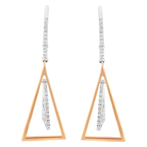 14K Rose and White Gold 3/8 Cttw Diamond Windchime Drop and Dangle Earring (G-H Color, SI1-SI2 Clarity)