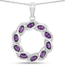 1.83 Carat Genuine Amethyst and White Topaz .925 Sterling Silver Pendant-1