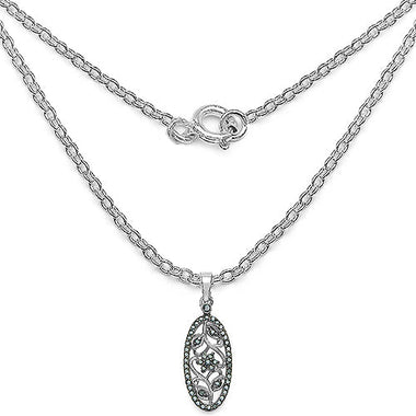 0.27 Carat Genuine Blue Diamond .925 Sterling Silver Pandent - 0
