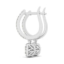 Cushion Shape Halo Style Diamond Drop Earrings in 14k White Gold (1/2 cttw)-2