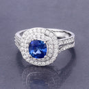 1.96 Carat Genuine Blue Sapphire and White Diamond 18K White Gold Ring-4